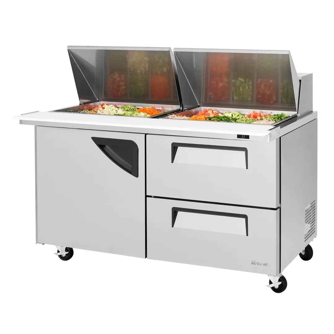 Turbo Air TST-60SD-24-D2-N 60″ Mega Top Sandwich Prep Table w/ 2 Drawers & 1 Door, 24 Pans