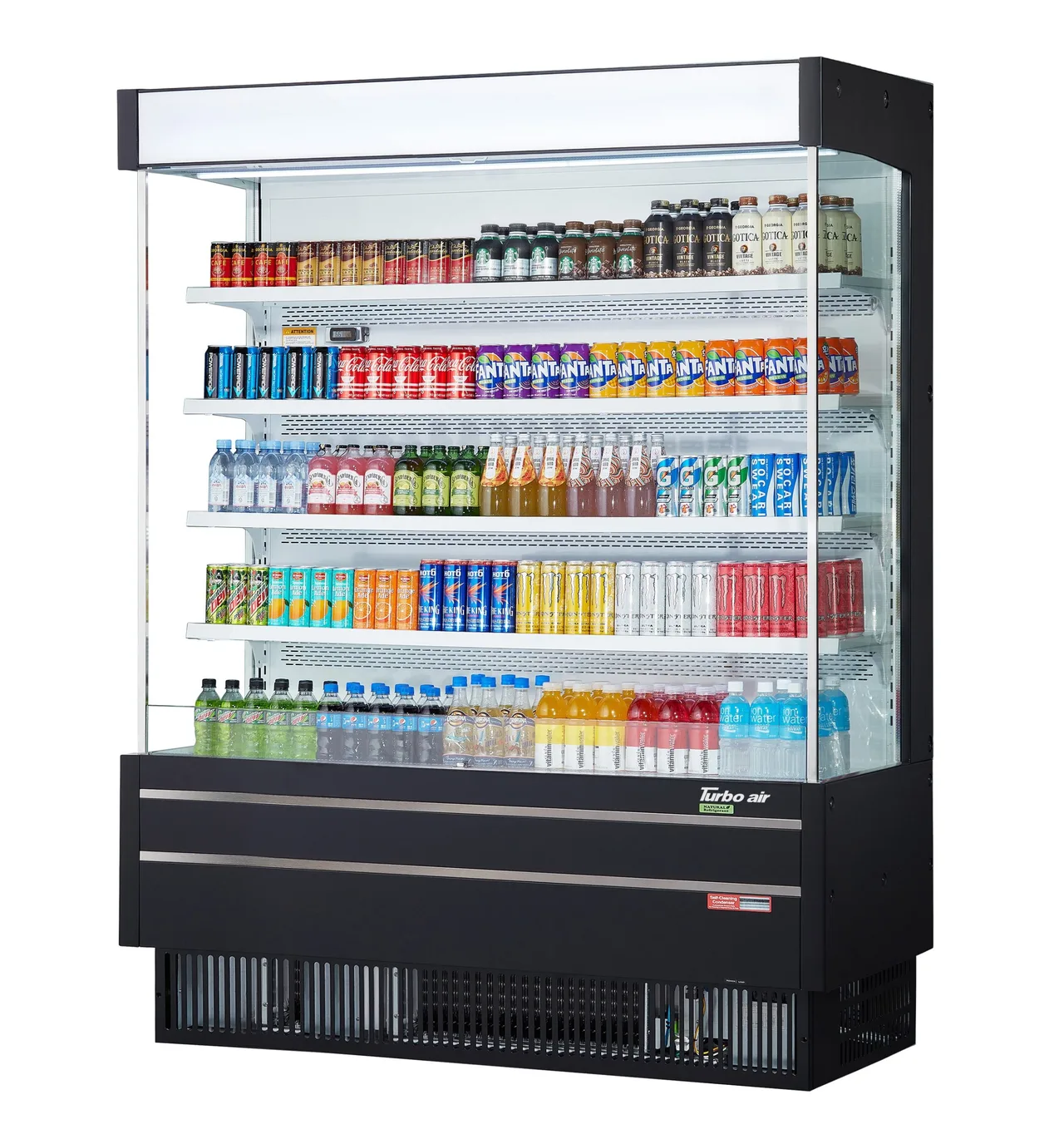 Turbo Air TOM-60SEW(B)-N 64″ Vertical Open Air Merchandiser, Specify Exterior, Self-Contained, 4 Shelves, 26.5 cu ft.