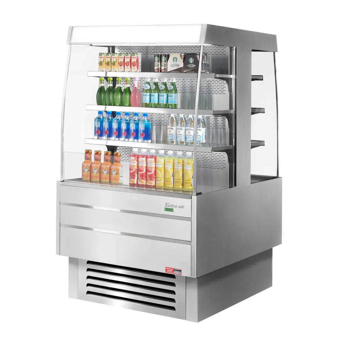 Turbo Air TIOM-36SS-N 38″ Island Display Square Refrigerated Merchandiser, Stainless Steel, Self-Serve, (3+3) 6 Shelves, 17.6 cu. ft.