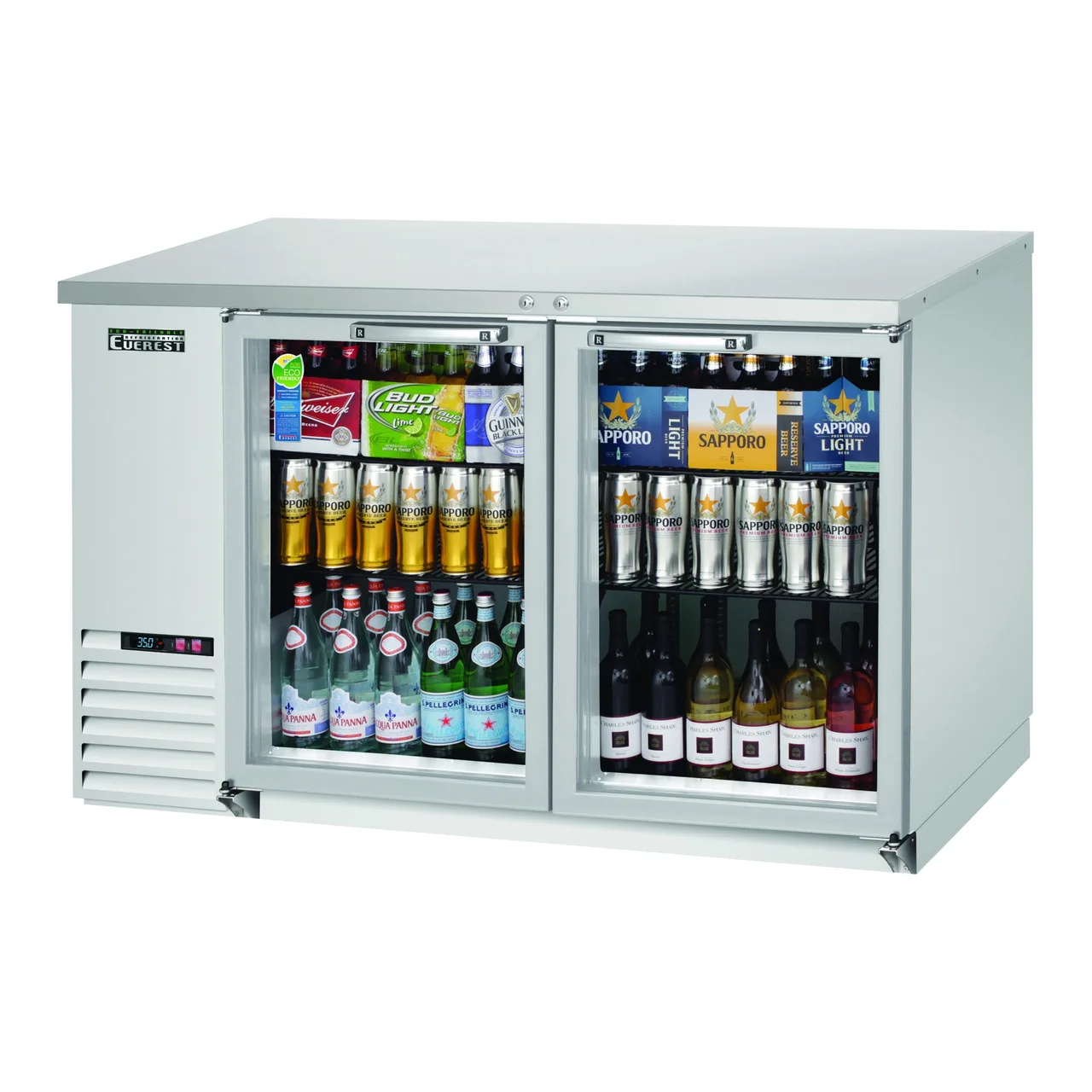 Everest EBB59G-SS 57″ Two Section Back Bar Cooler with Glass Door, 20.0 cu. ft.