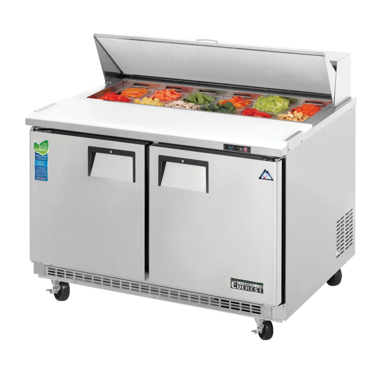 Everest EPBR2 47″ Two Section Mega Top Sandwich/Salad Prep Table w/ 2 Doors, 18 Pans