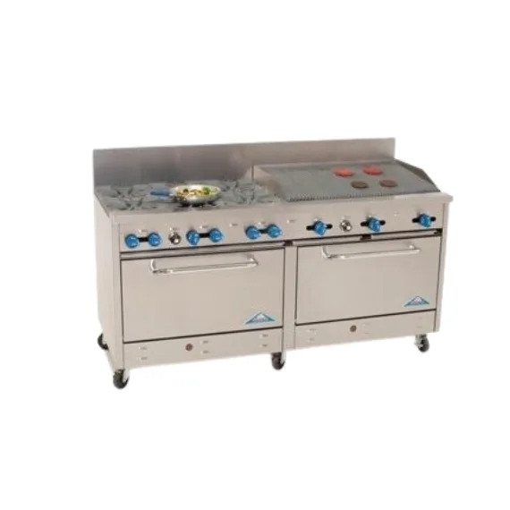 Comstock-Castle 2F330-3RB 72″ Gas Restaurant Range w/ (6) Open Burners, (1) 36″ Charbroiler, (2) Standard Ovens, 312.000 BTU