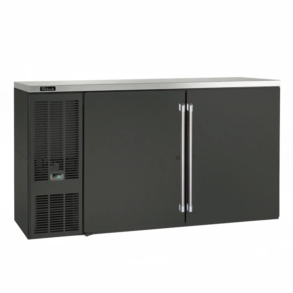 Perlick BBS60-BS-L-STK 60″ Bar Refrigerator – 2 Swinging Solid Doors, Black, 120v