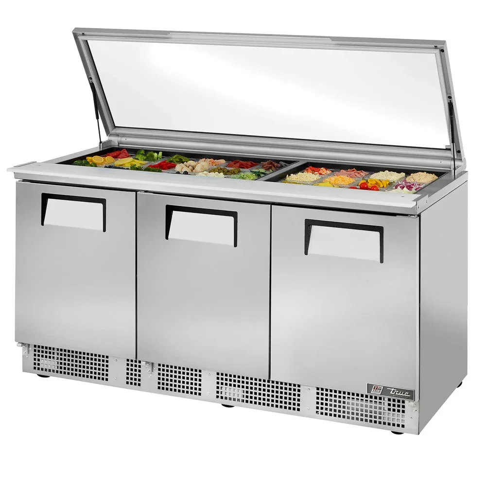 True TFP-72-30M-FGLID 72″ Sandwich/Salad Prep Table w/ Refrigerated Base, 115v