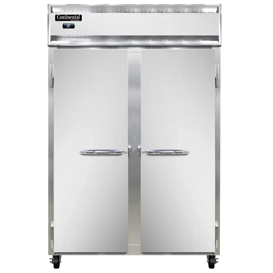 Continental Refrigerator 2RN 52″ Two Section Reach-In Refrigerator w/ 2 Solid Doors, Stainless Steel Front Aluminum Exterior, 48 cu.ft.
