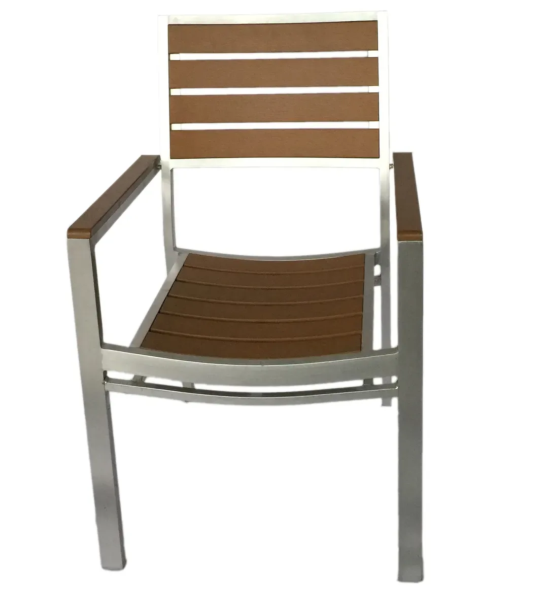 AAA Furniture Wholesale FB-08ARM CHAIR Aluminum Outdoor Arm Chair with Synthetic Teak Back & Seat (Quick Ship)