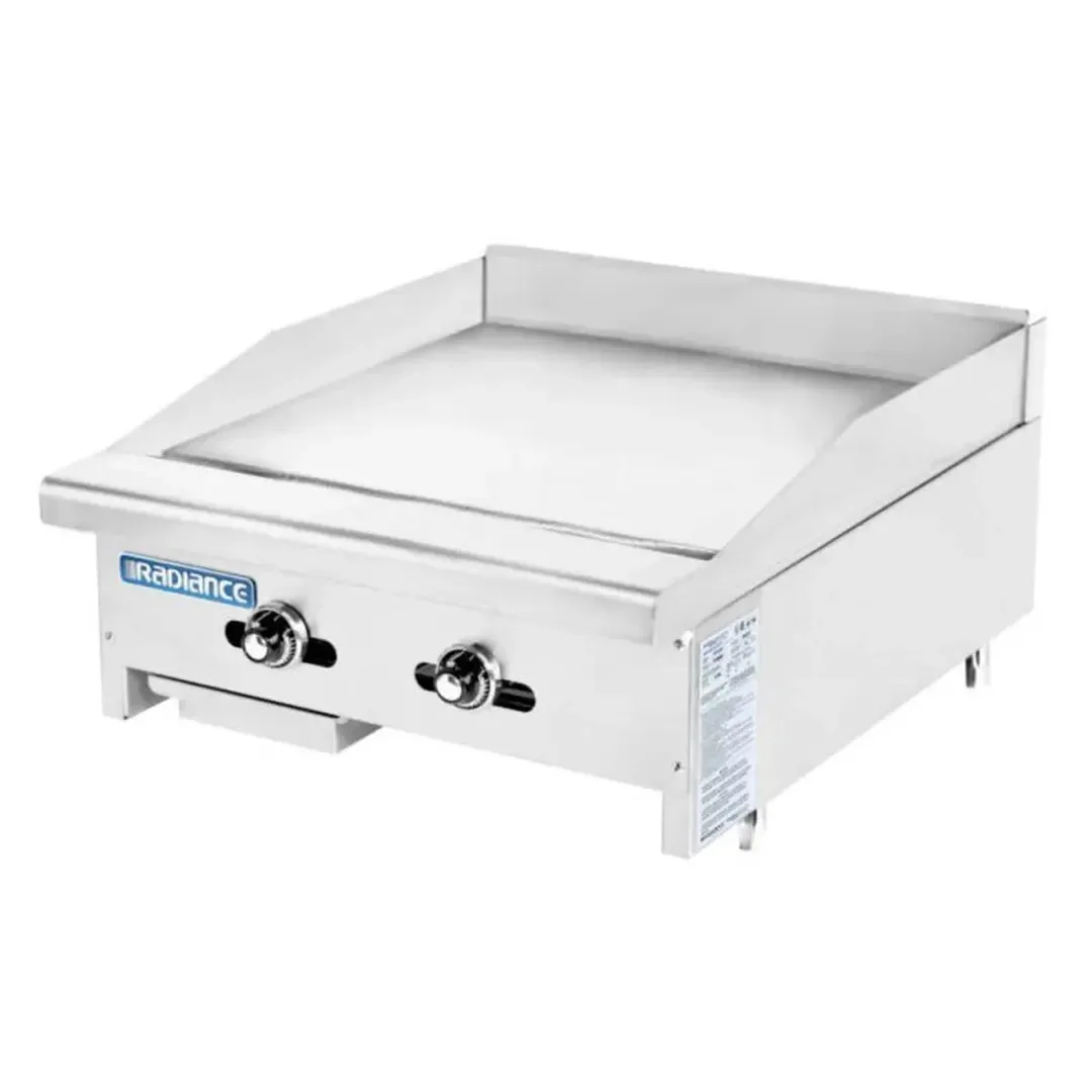 Turbo Air TATG-24 24″ Countertop Thermostatic Gas Griddle, 1″ Steel Plate, 44.000 BTU