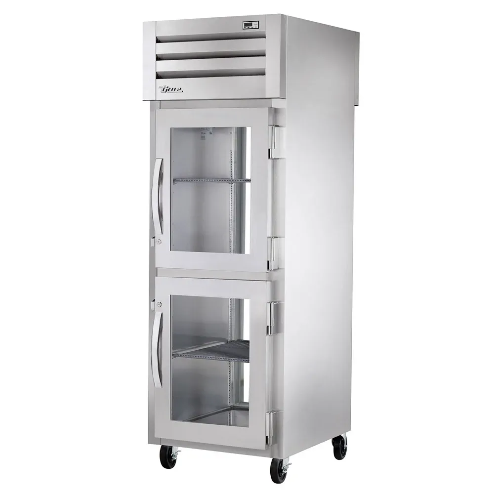 True STR1RPT-2HG-1G-HC 27 1/2″ One Section Pass Thru Refrigerator, (3) Right Hinge Glass Doors, 115v