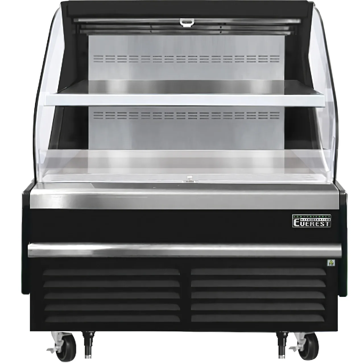 Everest EOMH-60-B-35-T 60″ Horizontal Open Air Merchandiser in Black, 2 Shelves, Open Curved, 12.3 cu. ft.
