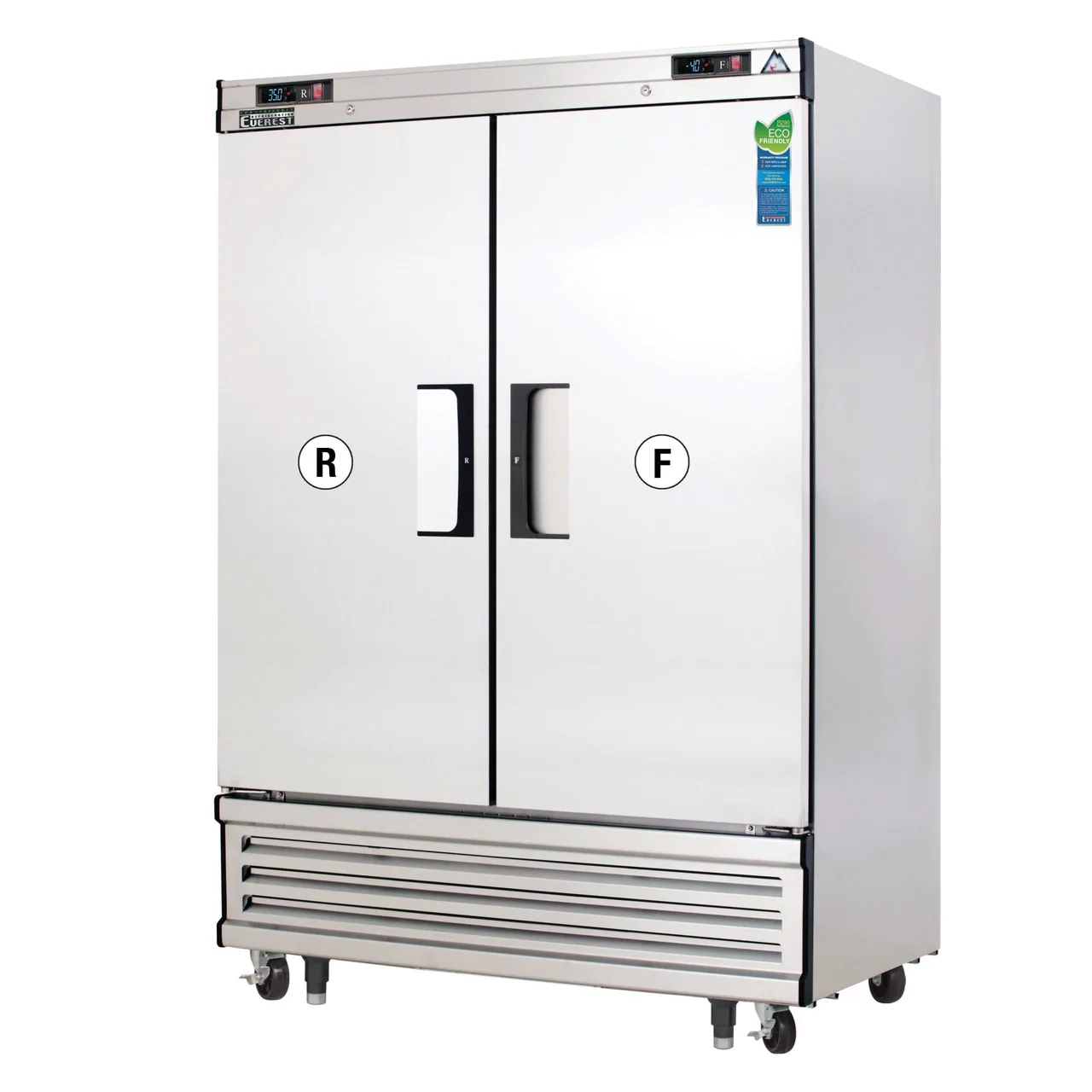 Everest EBRF2 54″ 2-Section Reach-In Refrigerator/Freezer Combo w/ 2 Solid Doors, Bottom Mount