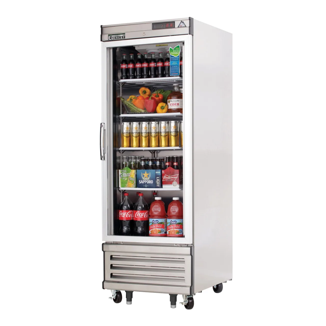 Everest EBGR1 27″ One Section Reach-In Refrigerator w/ Glass Full Door, Bottom Mount, Stainless Steel, 21 cu. ft.