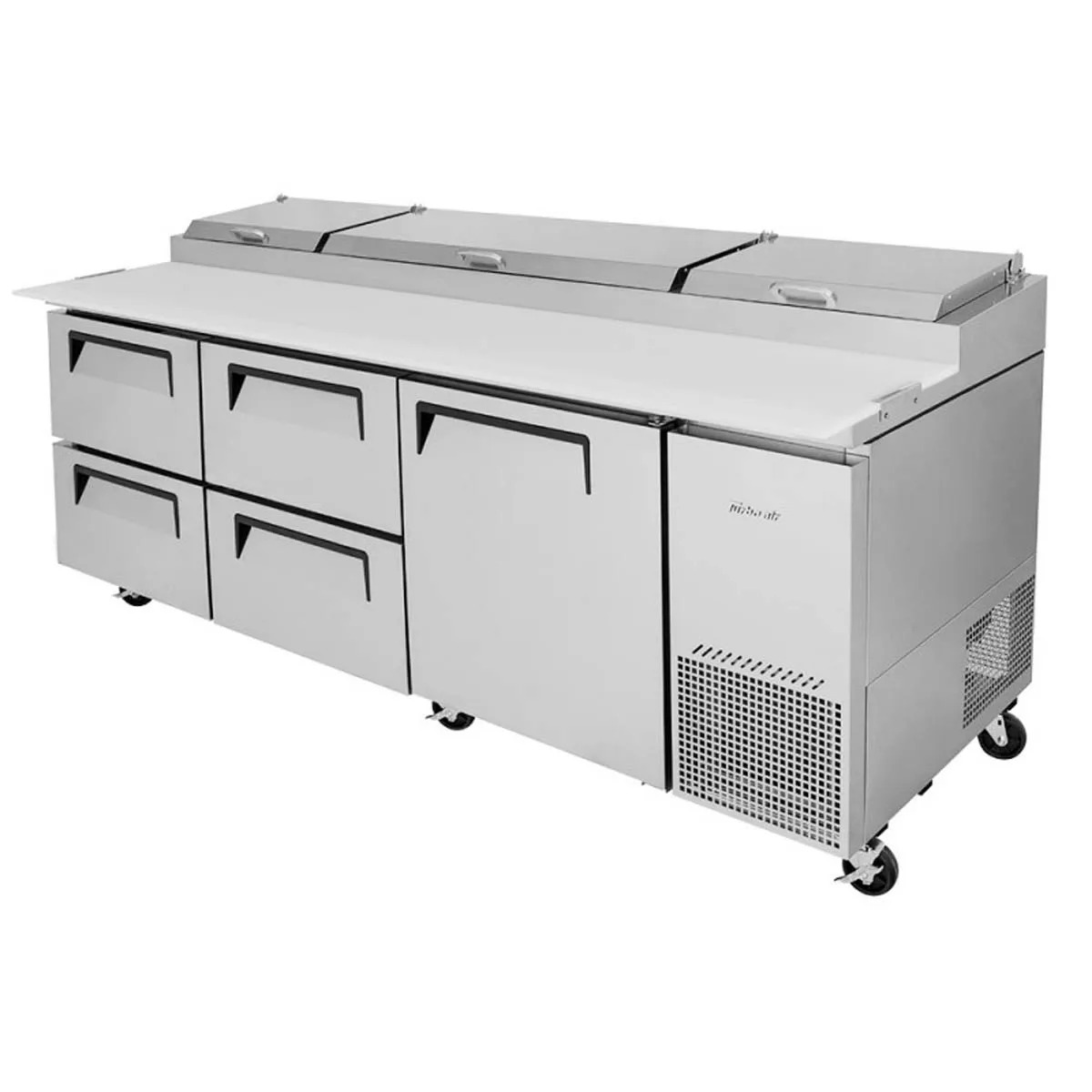 Turbo Air TPR-93SD-D4-N 93″ Refrigerated Pizza Prep Table w/ 1 Door & 4 Drawers, 12 Pans 4