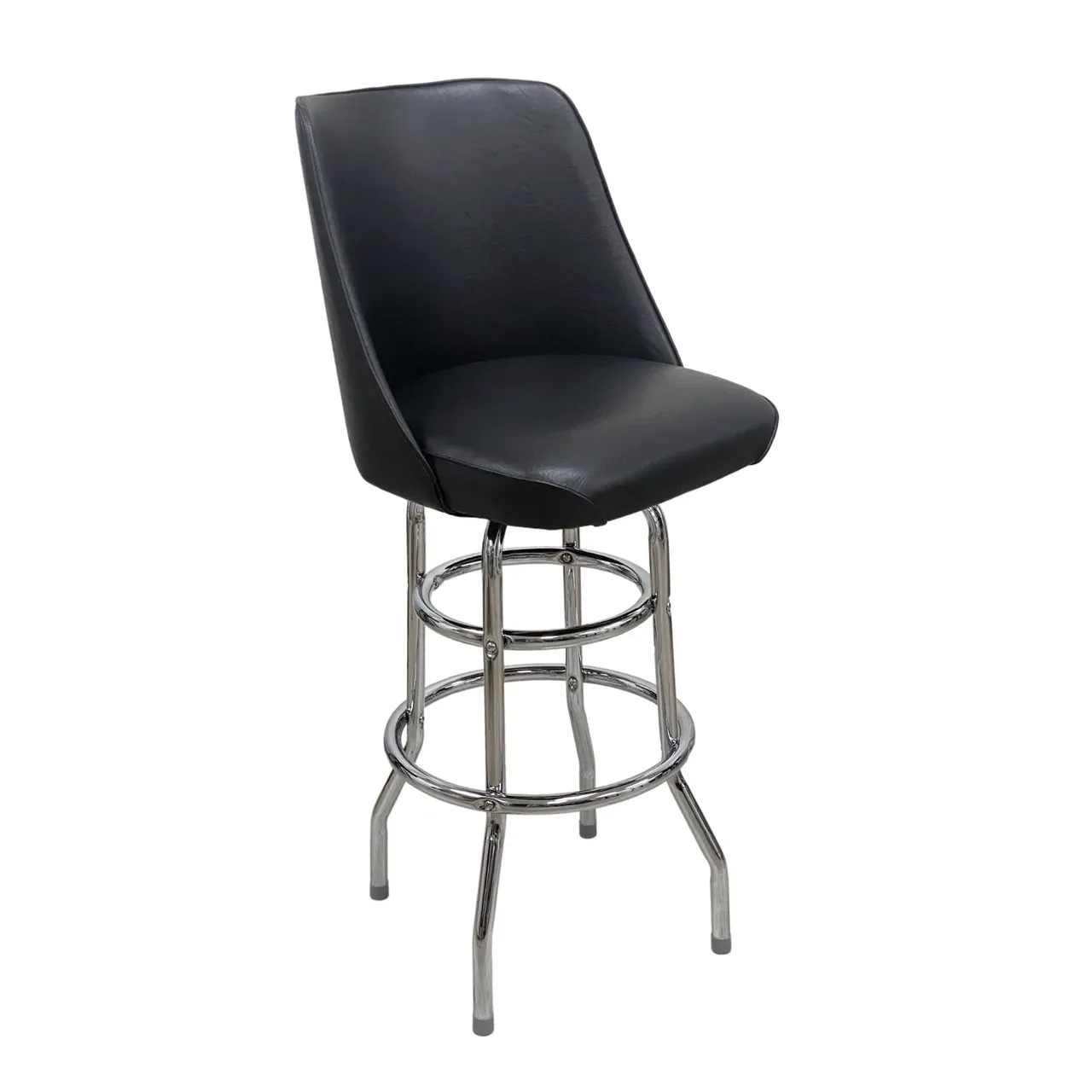 AAA Furniture Wholesale DRB/BUCKET Bar Stool with Upholstered Bucket Seat, Black (Quick Ship)