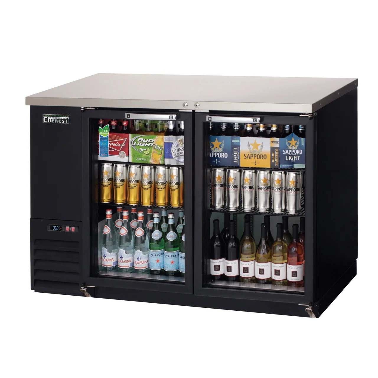Everest EBB48G-24 49″ Two Section Back Bar Cooler with Glass Door, 13.0 cu. ft.