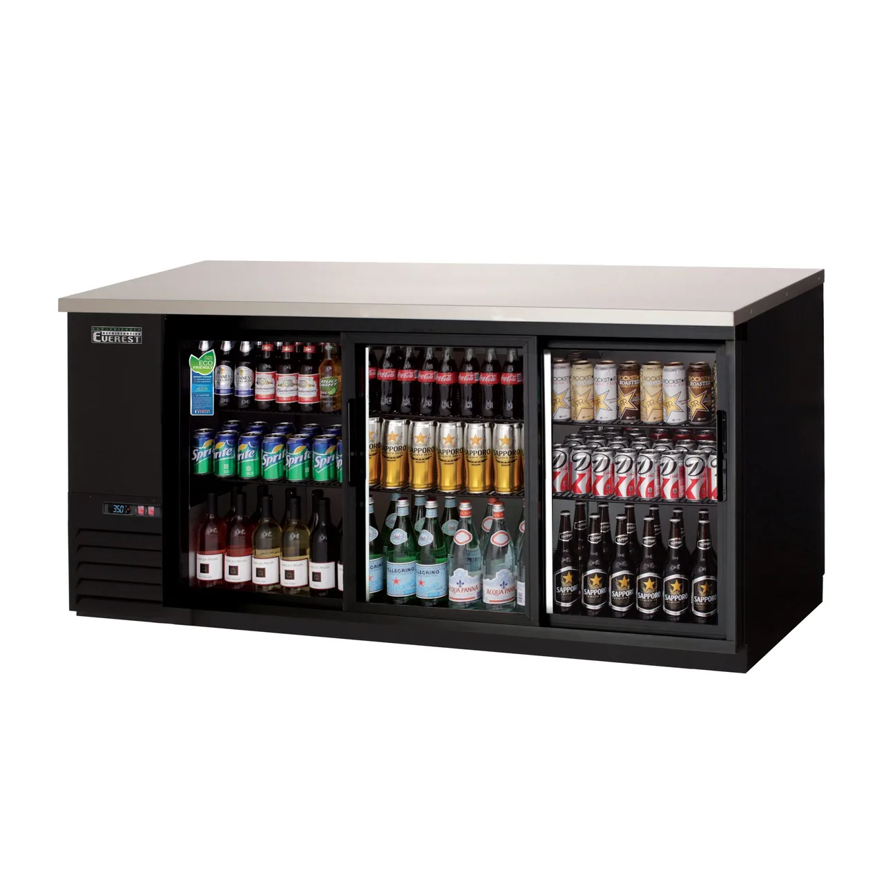 Everest EBB90G-SD 89″ Three Section Back Bar Cooler with Glass Door, 28.0 cu. ft.