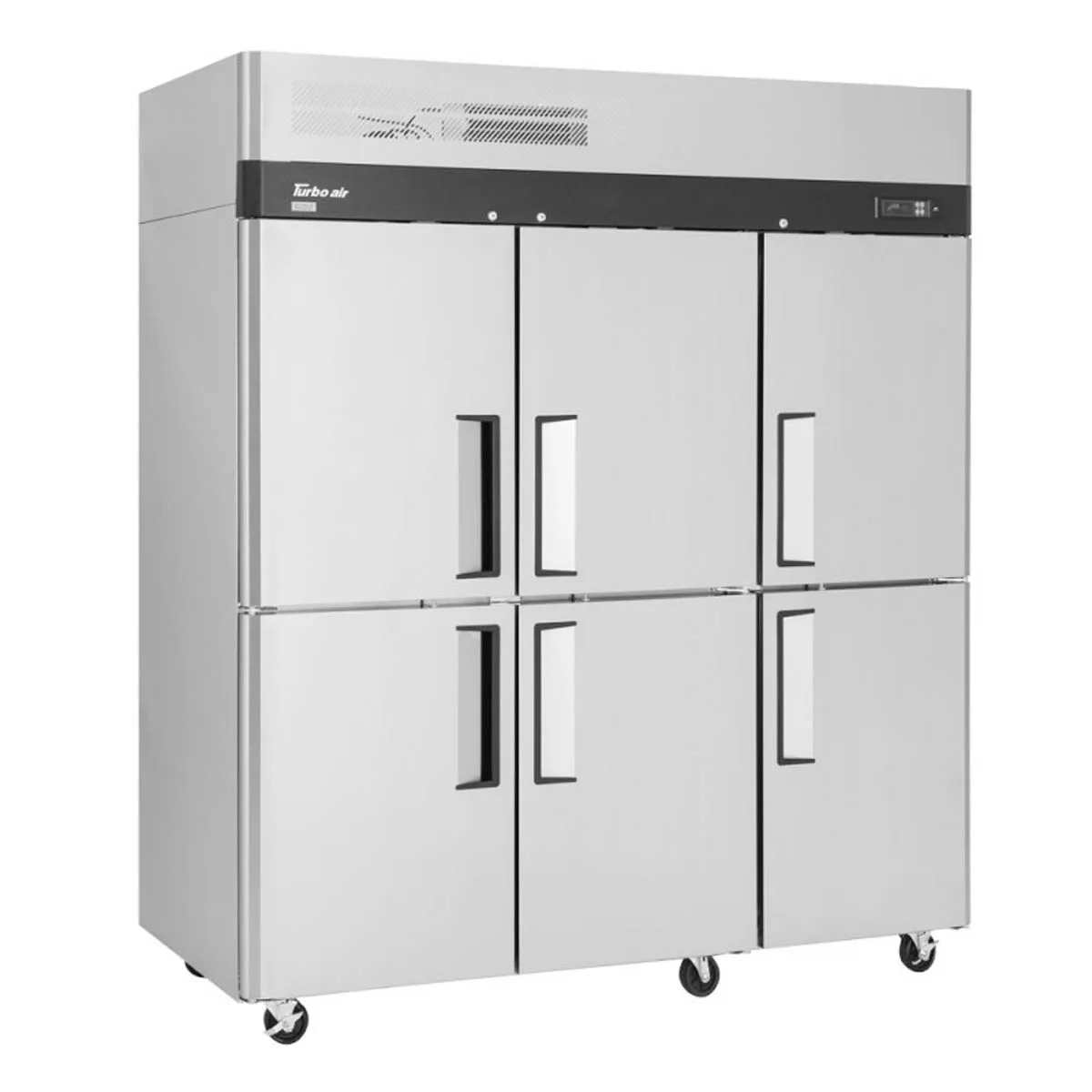 Turbo Air M3R72-6-N 77″ Three Section Reach-In Refrigerator w/ 6 Half Solid Doors, Top Mount, Aluminum Interior, 66 cu. ft.