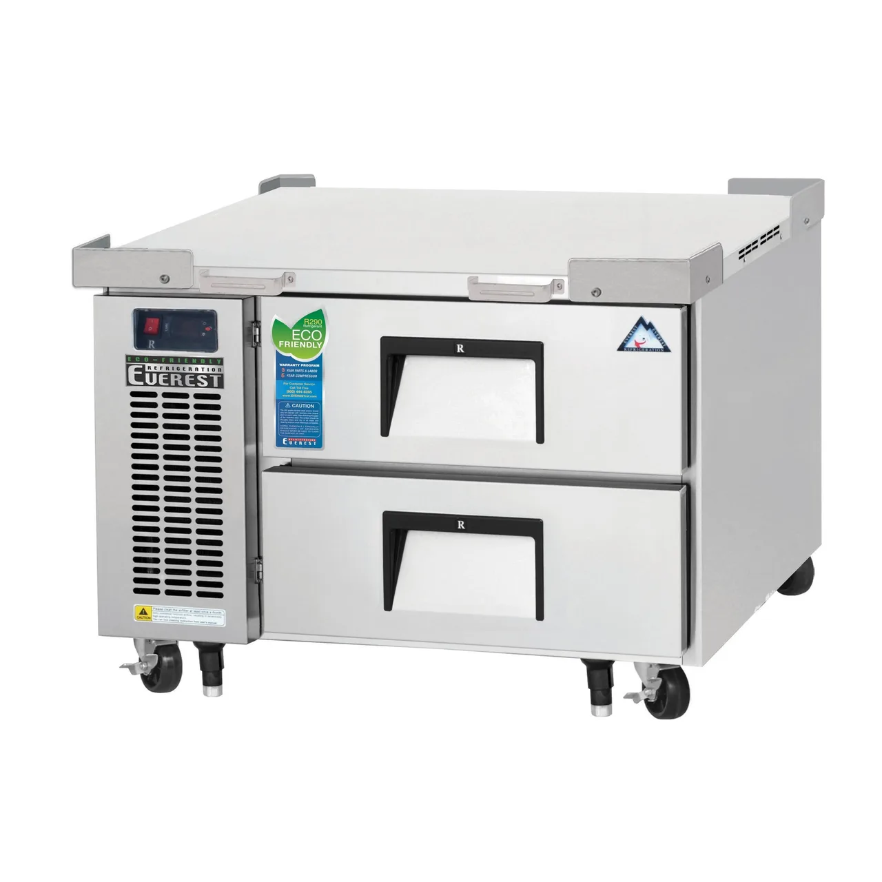 Everest ECB36D2 36″ 1- Section Refrigerated Chef Base w/ Heavy Duty 2 Drawers