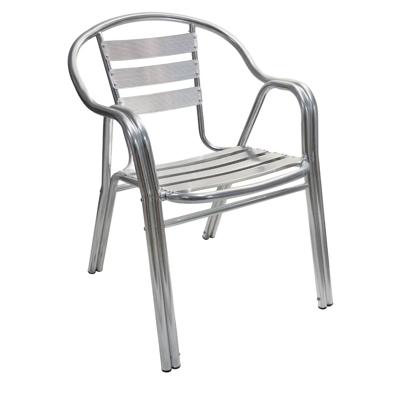 AAA Furniture Wholesale AL-C/AL Aluminum Outdoor Arm Chair with Aluminum Ladder Back & Seat (Quick Ship)