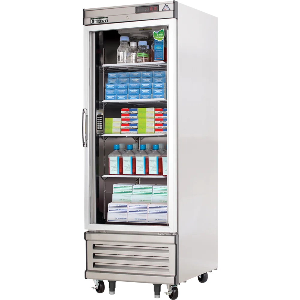 Everest Refrigeration EBGWR1-LAB 29″ Medical Refrigerator w/ 1 Glass Full Door, 23.0 cu. ft.