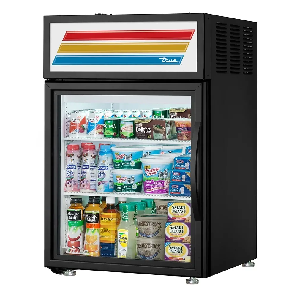 True GDM-05-HC~FGD01 24″ Countertop Display Refrigerator w/ Front Access – Swing Door, Black, Left Hinge, 115v