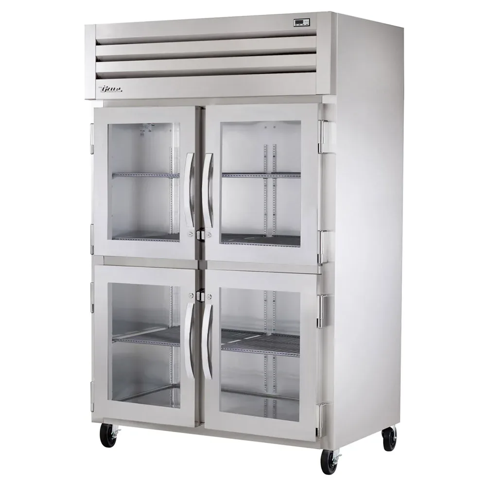 True STR2R-4HG-HC 52 3/5″ Two Section Reach In Refrigerator, (4) Left/Right Hinge Glass Doors, 115v