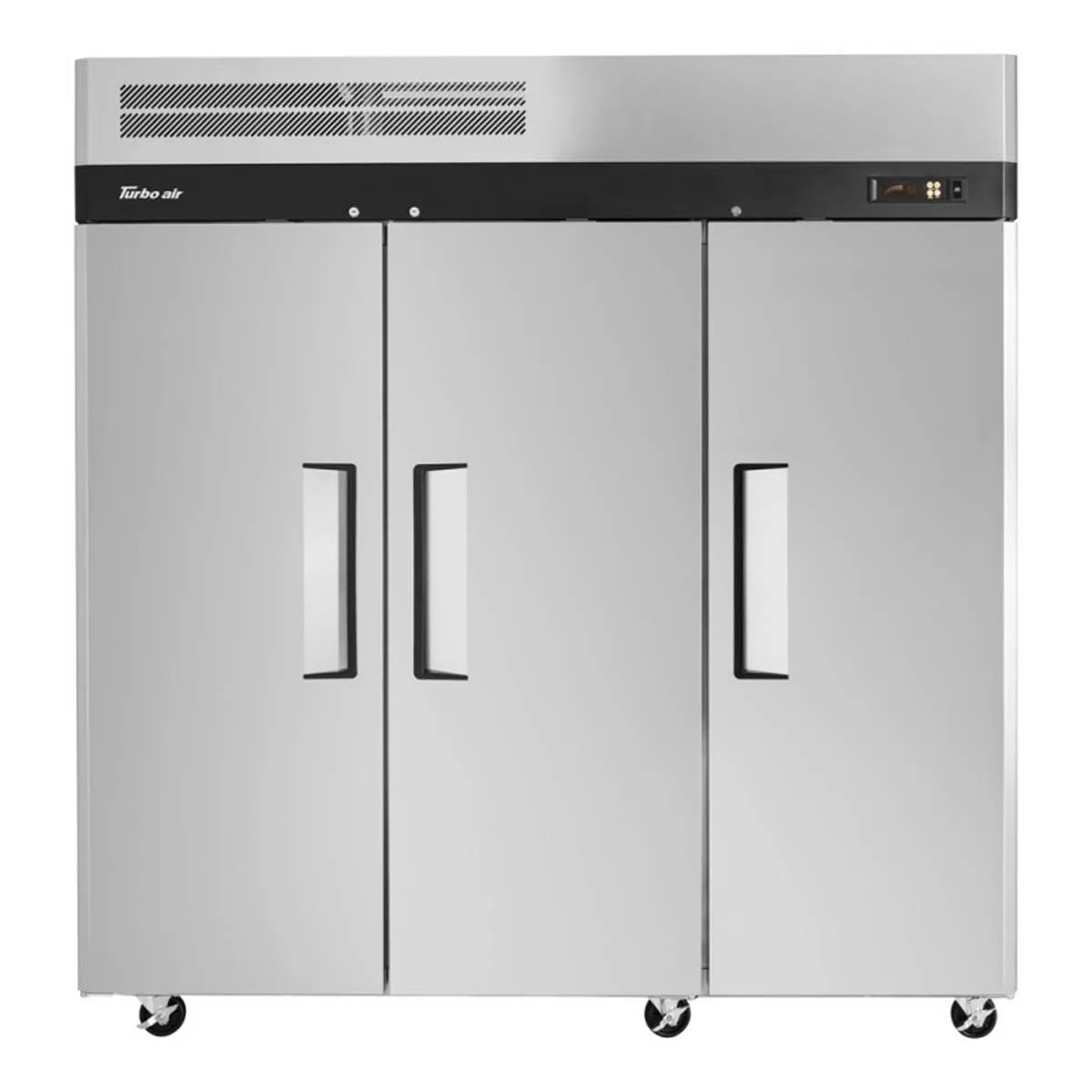 Turbo Air M3R72-3-N 77″ Three Section Reach-In Refrigerator w/ 3 Solid Doors, Top Mount, Aluminum Interior, 66 cu. ft.