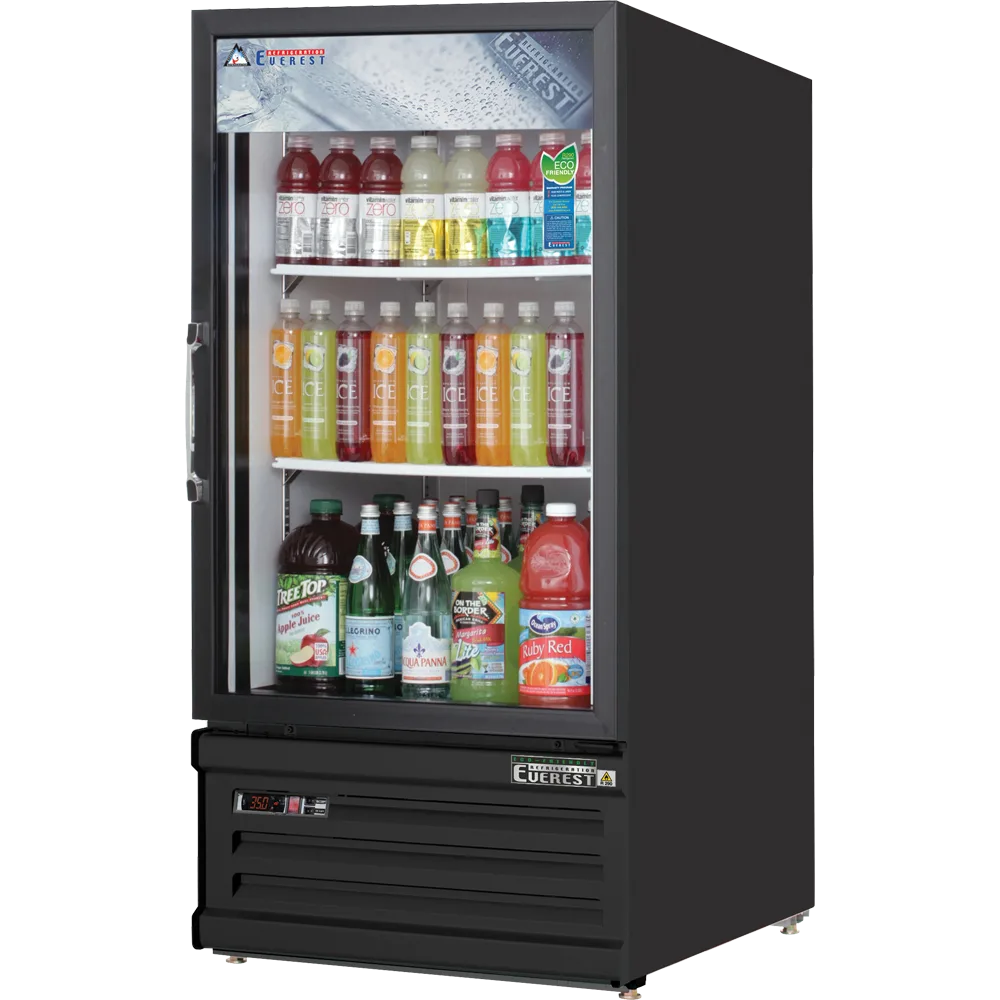 Everest EMGR8B 24″ One Door Merchandiser Refrigerator in Black, 8 cu. ft.