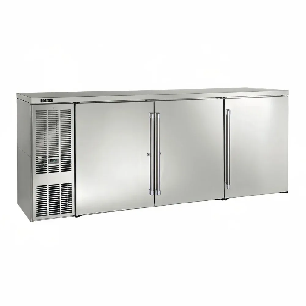Perlick BBS84-SS-L-STK 84″ Bar Refrigerator – 3 Swinging Solid Doors, Stainless, 120v