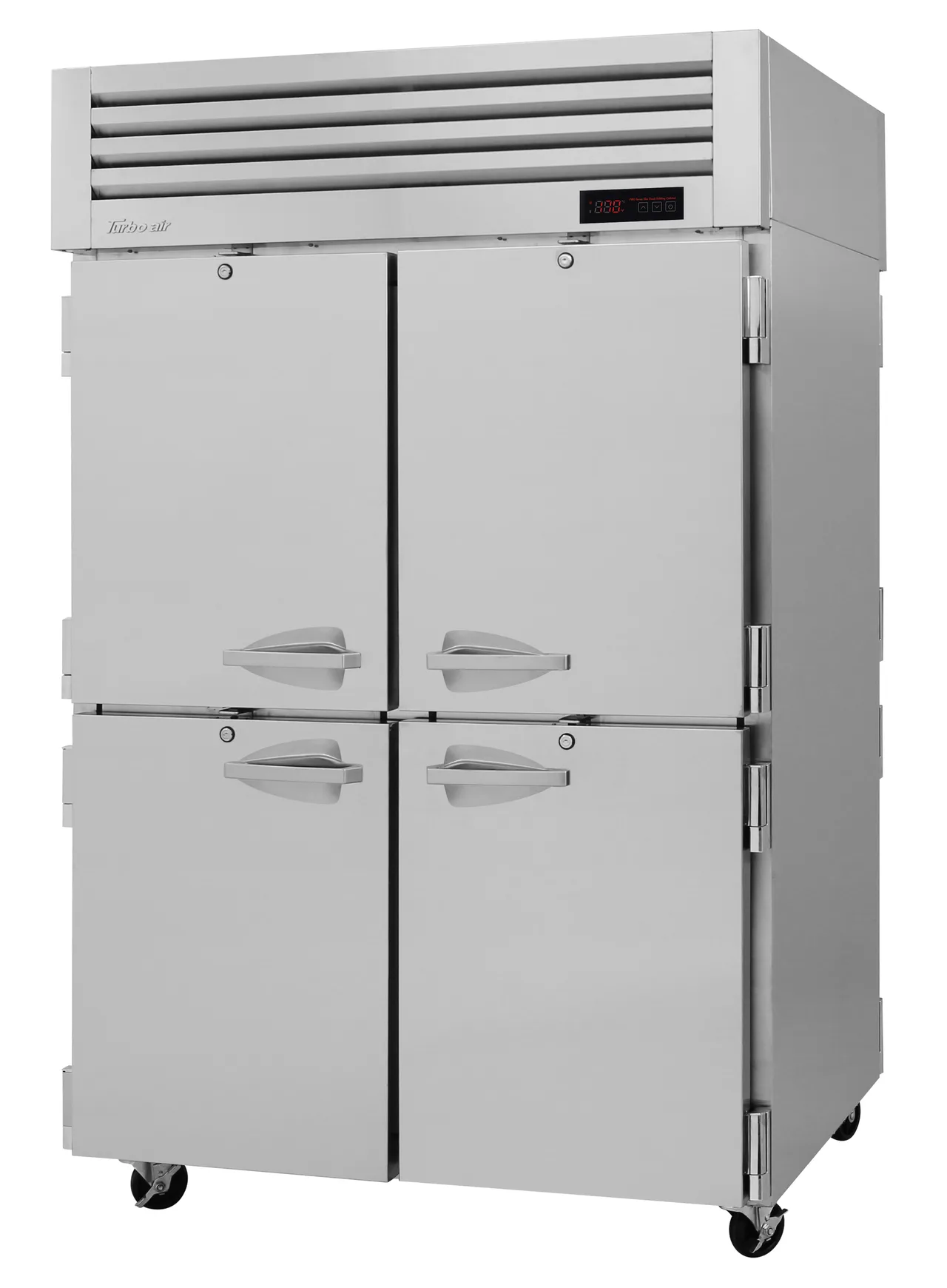 Turbo Air PRO-50-4H-SG-PT 2-Section "Full Height" Pass-Thru Heated Holding Cabinet, 53 cu ft, 4 Solid & 4 Glass Doors, 6 Shelves, 3000W