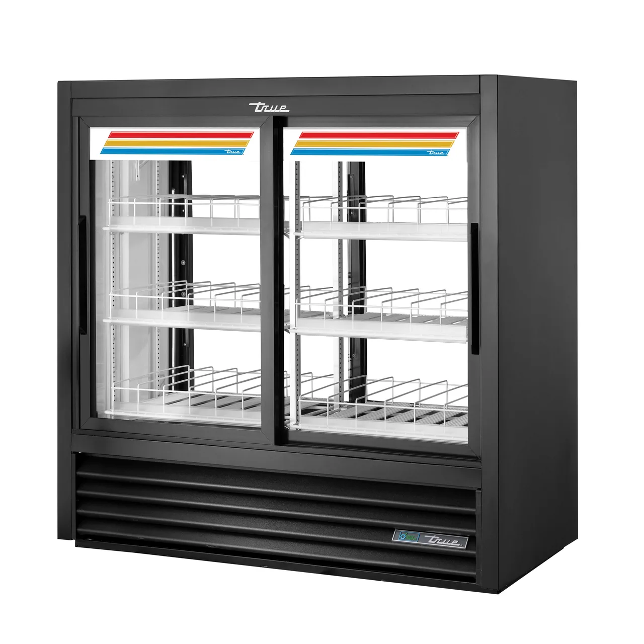 True GDM-41CPT-48-HC-LD 48" 2-Section Glass Sliding Door Pass-Thru Refrigerated Merchandiser
