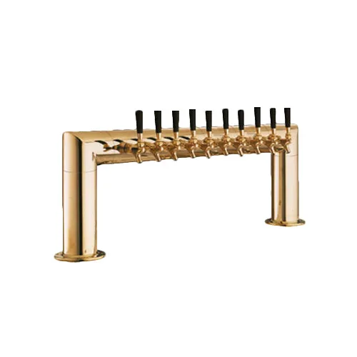 Perlick 4009-10BTF Pass-Thru Draft Beer Dispensing Tower, Tarnish-Free Brass Finish, 10 Faucet