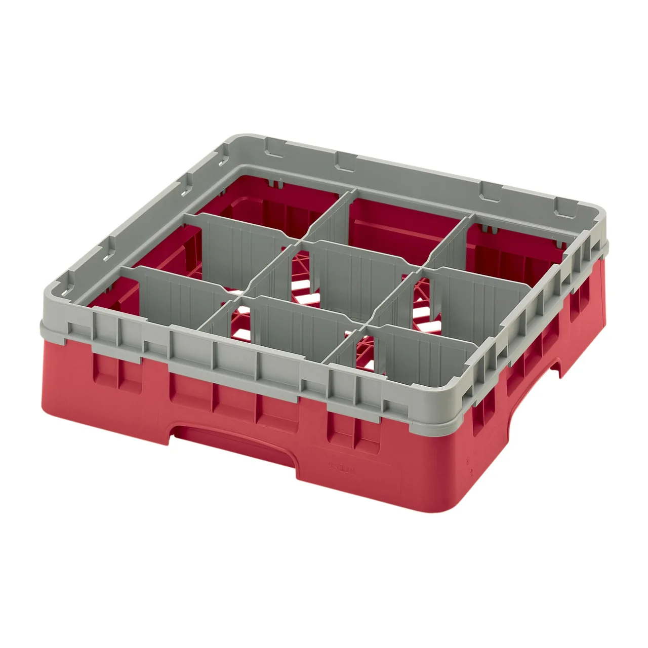 Cambro 9S318163 Camrack Glass Rack, Red, Full Size, 19-3/4 x 19-3/4, 9 Compartments, 5-7/8 Max Dia, 3-5/8 Max Height, HACCP Compliant, NSF