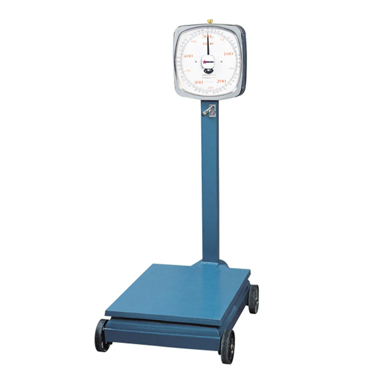 Omcan USA 10842 - 200kg/440lb Platform Scale Two Fixed Dials Enamel Steel Compensated Zero Adjust 4 Wheels