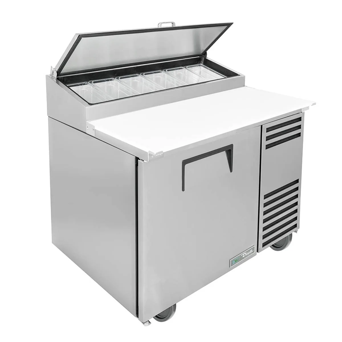 True TPP-AT-44-HC 44" Refrigerated Pizza Prep Table w/ 1 Door, (6) 1/3 Pans