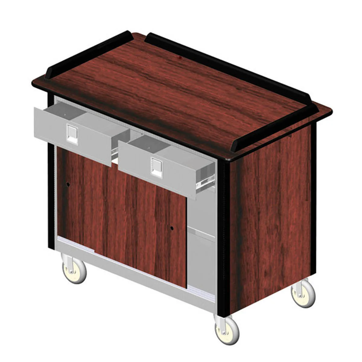 Lakeside 690-20 Food Cart w/ Stainless Steel Storage Compartment with Additional Shelf and Sliding Doors
