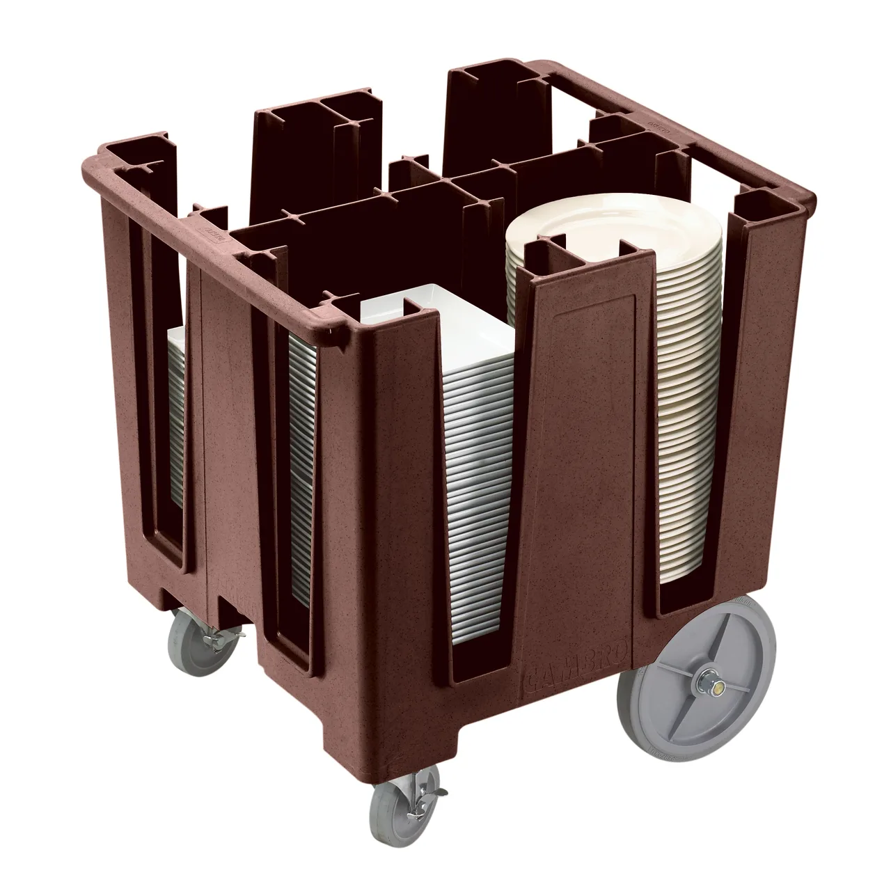 Cambro DCS1125131 Dark Brown Polyethylene Versa Dish Caddy, 4 Columns, 30-39" Height, Vinyl Cover, 201-400 Plates