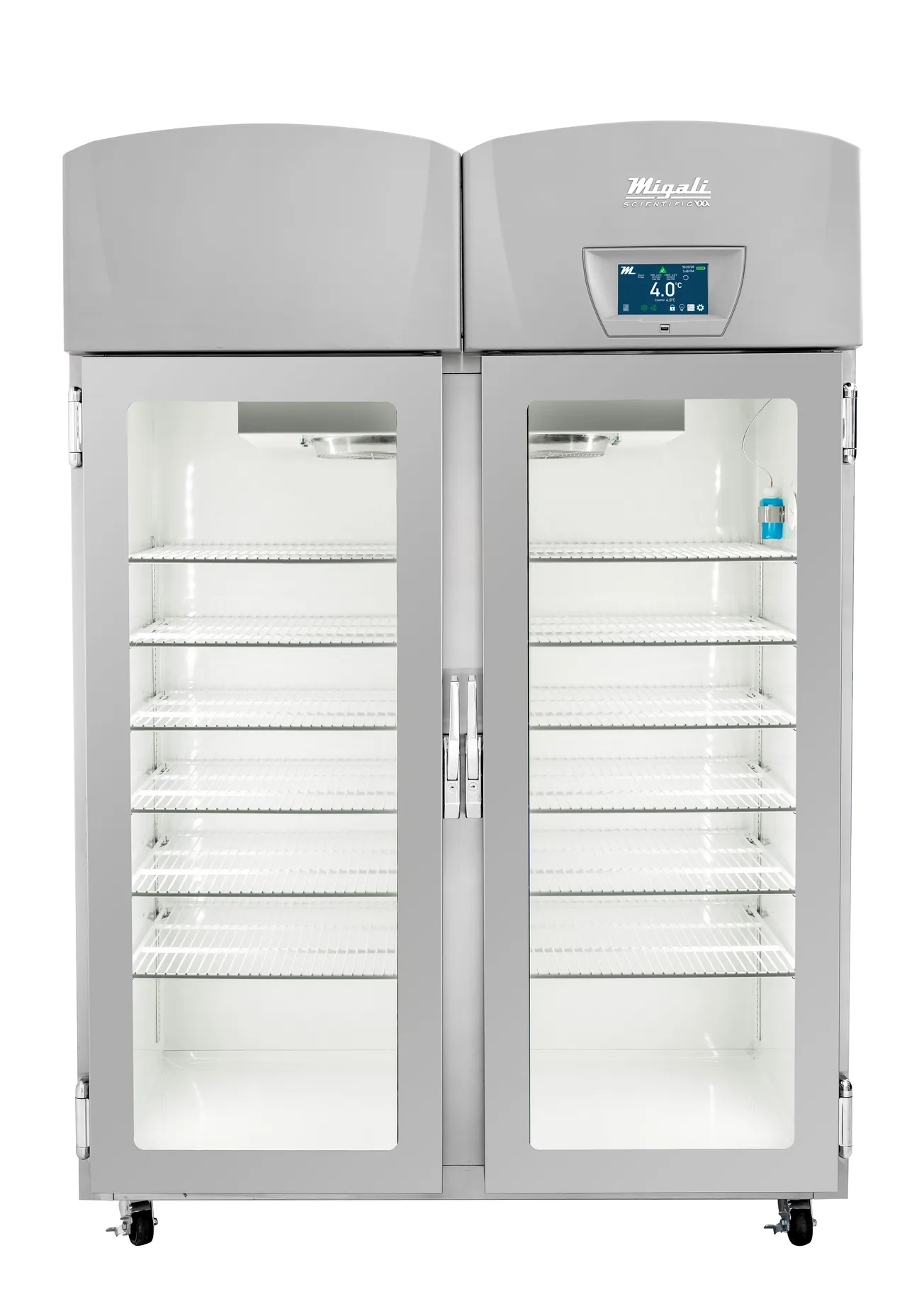 Migali EVOX-2RG-C 55" Glass Door Medical Refrigerator 44.9 cu ft, SS Exterior White Interior