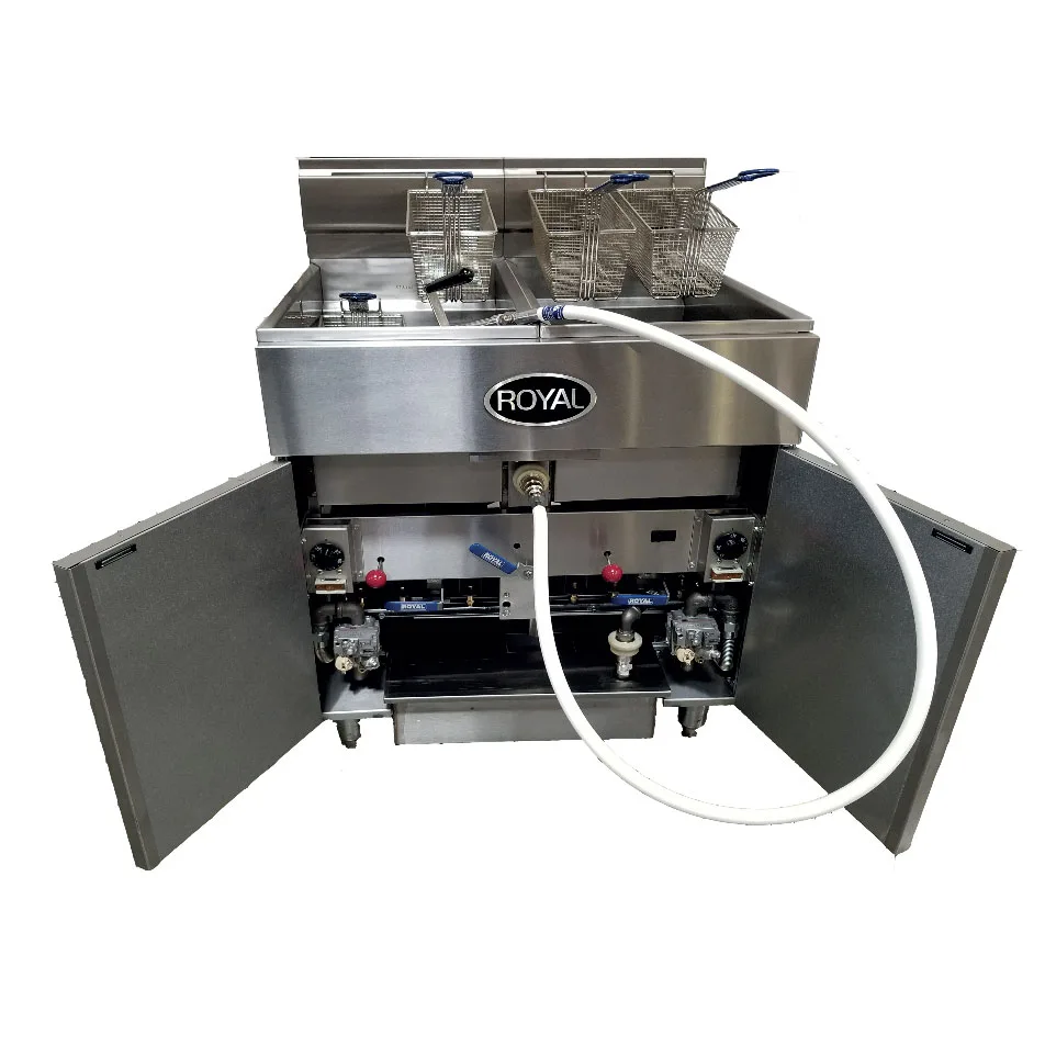 Royal Range of California RHEF-75-5-DM Multi-Battery Gas Fryer w/ (5) 85 lbs Frypots, Twin Baskets