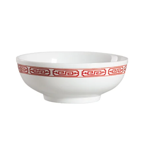 CAC China 105-MB7 Red Gate Soup Bowl, 36oz, 7-1/4" Dia. x 3" H, Porcelain, Red/Bone White, 1 Dozen