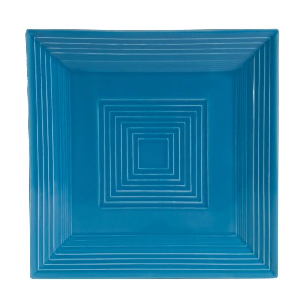 CAC China TG-SQ8-PCK Tango Plate – 8" x 8" x 5/8" Porcelain Peacock, Rim, Dishwasher – 1 Dozen