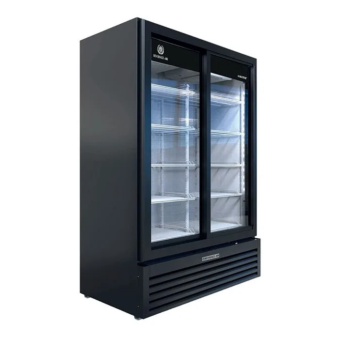 Beverage Air MT53-1-SDB 54" 2-Section Marketeer Glass Door Merchandiser in Black, 41.66 cu. ft.