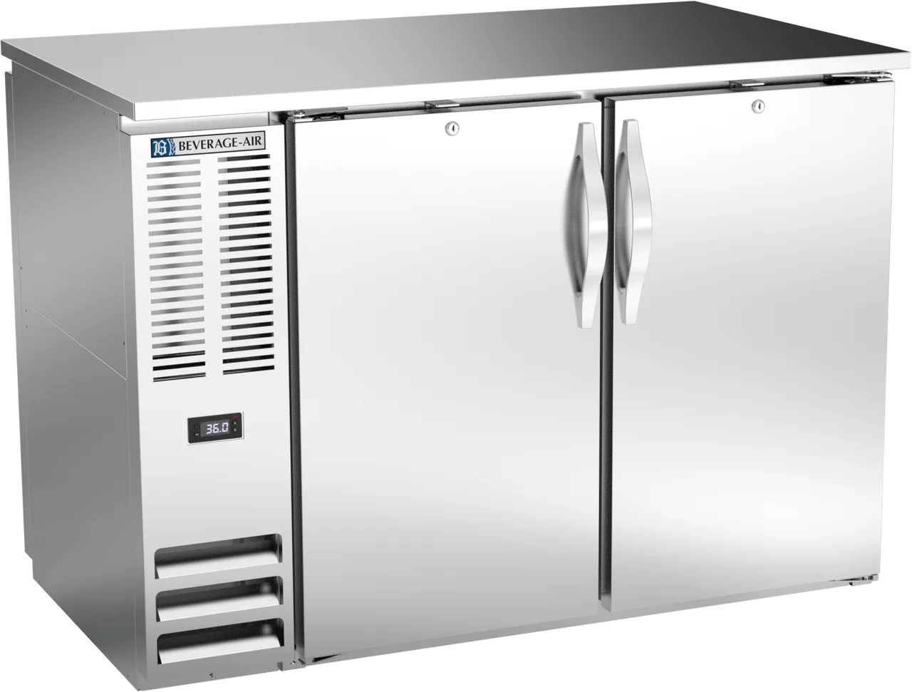 Beverage Air BBN48HC-F-PT-S Pass‑Thru Cooler,48"Wx30‑1/8"Dx34"H,12.56 cu ft,4SS Doors,R290,115V1/3HP