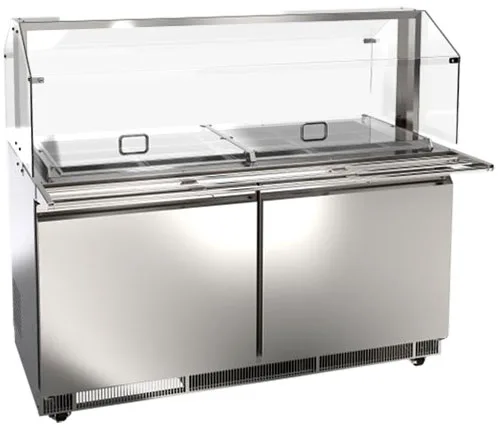 Omcan USA 50089 60" 2-Door Sandwich and Salad Prep Table, 12 Pans, Stainless Steel