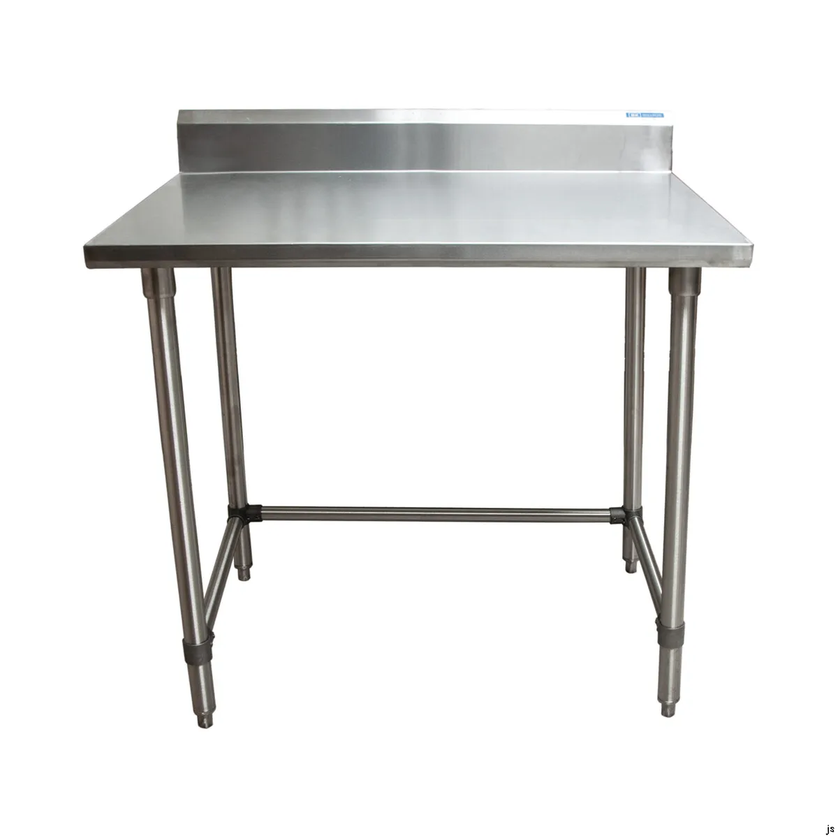 BK Resources CVTR5OB-4824 48" Open Base Work Table w/ Side & Rear Crossrails, 5" Backsplash / 16 Ga.