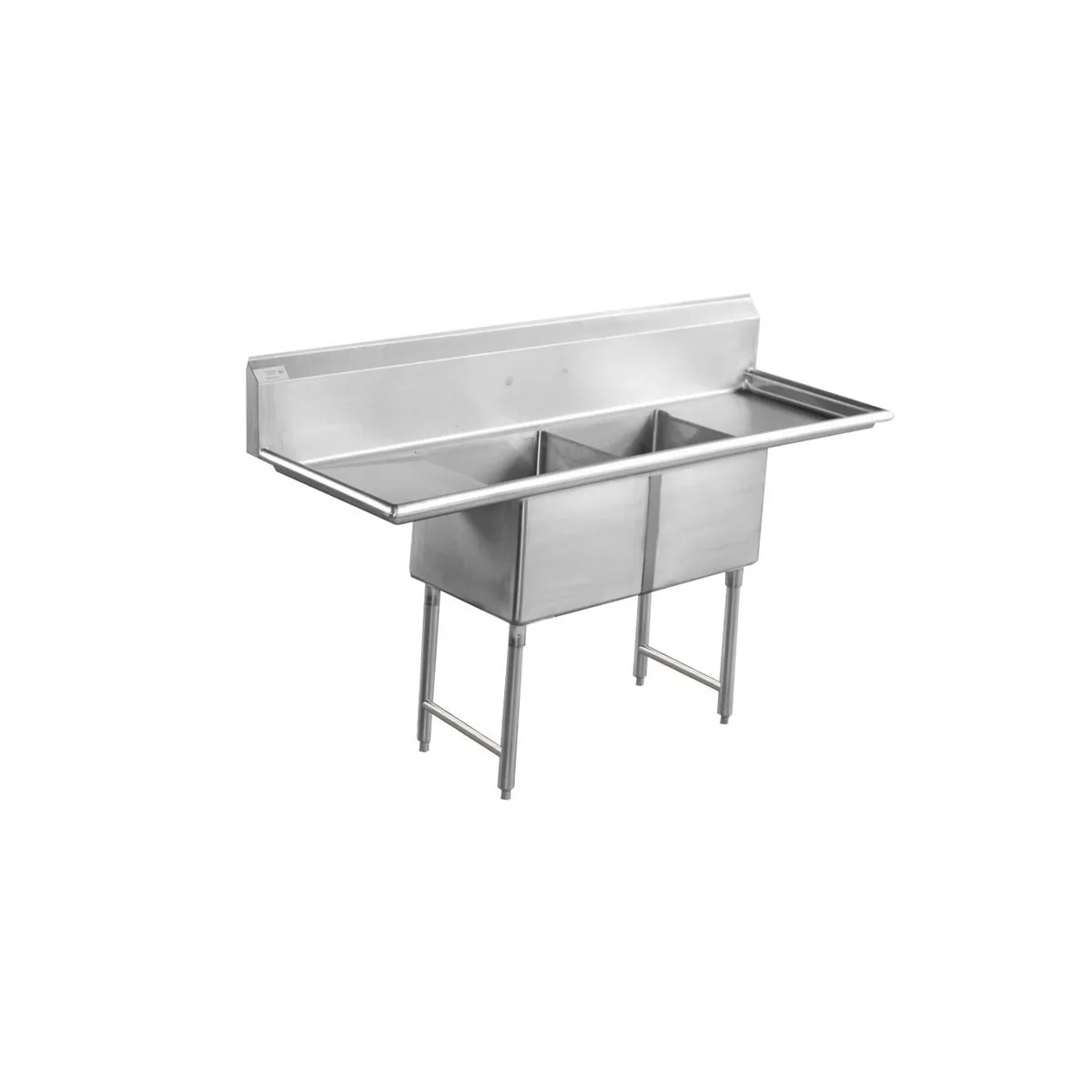 Serv-Ware D2CWP16202-18 68" Two Compartment Sink, 16"W x 20"L Bowl With 2 Drainboards