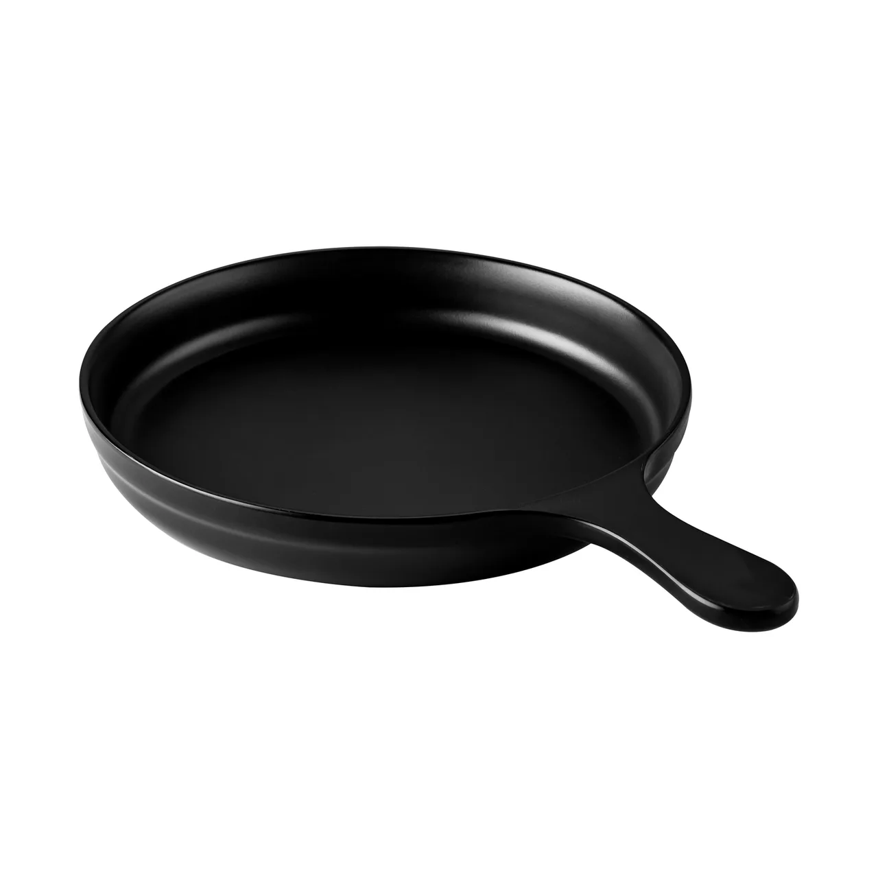 CAC China MLFP-RD14-MK Skillet Server 13-5/8" L x 9-1/2" W x 1-5/8" H Round Plastic Matte Black Finish - 1 Dozen