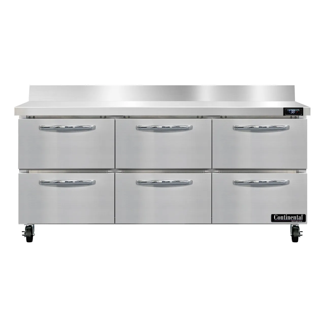 Continental Refrigerator SW72NBS-D 72" 3-Section Worktop Refrigerator w/ 6 Drawers, 20.6 cu. ft.