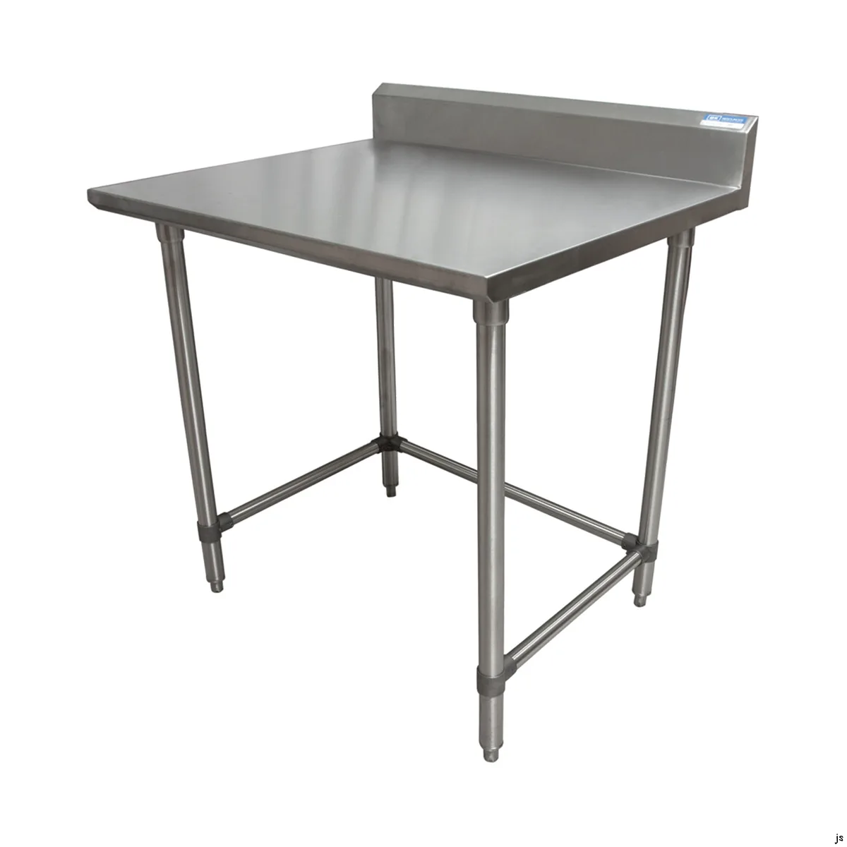 BK Resources CVTR5OB-3024 30" Open Base Work Table with Side & Rear Crossrails - 5" Backsplash