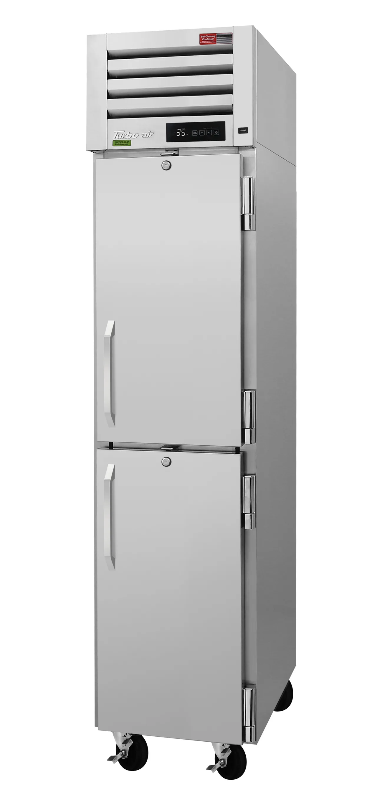 Turbo Air PRO-12-2R-N(-L) 1-Section Reach-In Refrigerator, 9.4 cu.ft., Stainless Steel, 2 Half Solid Doors, Top Mounted