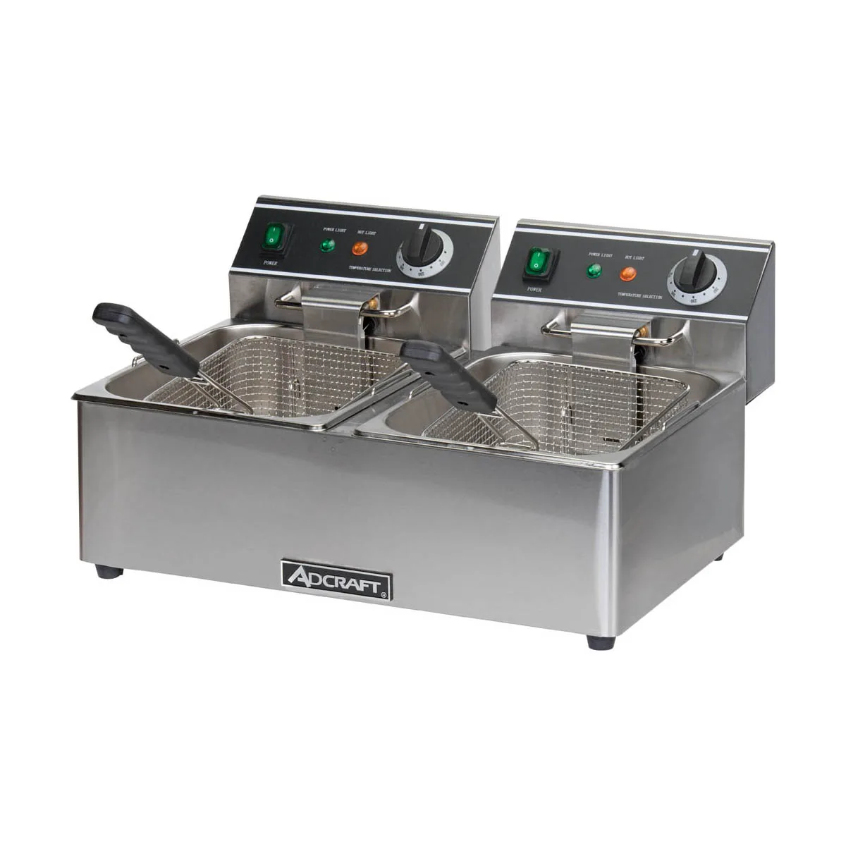 Adcraft DF-6L/2 Double Tank Countertop Electric Deep Fryer w/ 2 Fryer Baskets, 15 lb/hour Per Pot